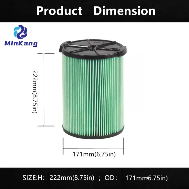 Filtre HEPA à cartouche VF6000 à 5 couches pour aspirateurs secs et humides Ridgid de 5 à 20 gallons (vert)