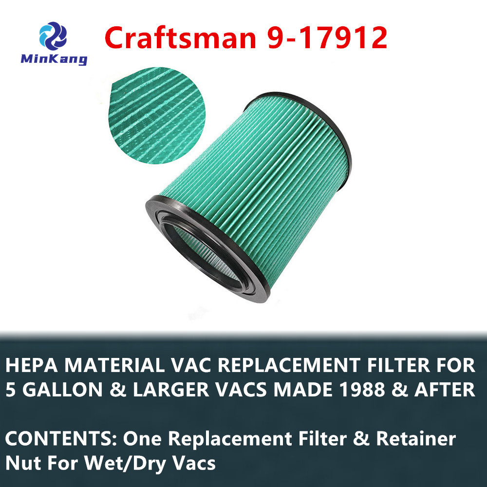 Filtre HEPA pour aspirateur 9-17912 pour aspirateur sec/humide Craftsman 5 gallons et plus (vert)