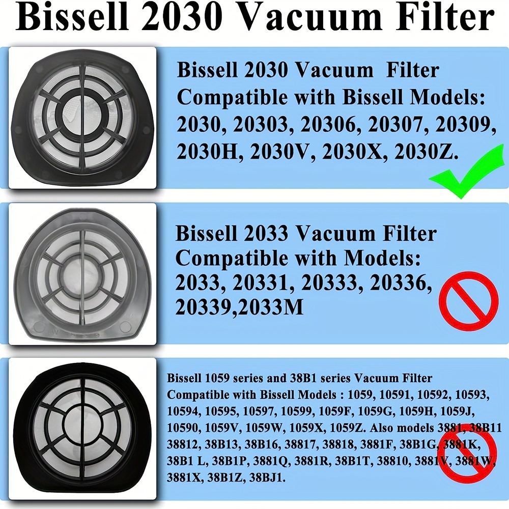 Filtre en mousse de remplacement pour aspirateur Bissell, 2030, comparé au 1611501