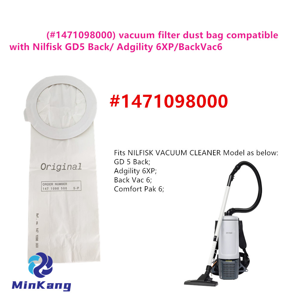 (#1471098000) sac à poussière filtre aspirateur pour Nilfisk GD5 Back/Adgility 6XP/BackVac6