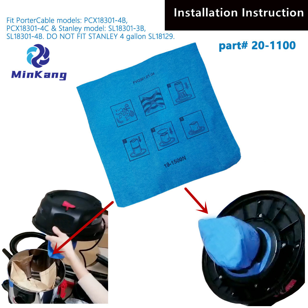 Filtre réutilisable non tissé #20-1100 pour pièces d'aspirateur sec et humide Stanley et PorterCable de 4 gallons