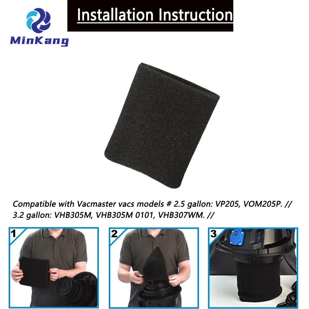 Filtre en mousse VFF21 pour aspirateurs Armor All 2,5 gallons AA255, AA256, VOM205P 0901 et 4 gallons Vac VO408S 0901.