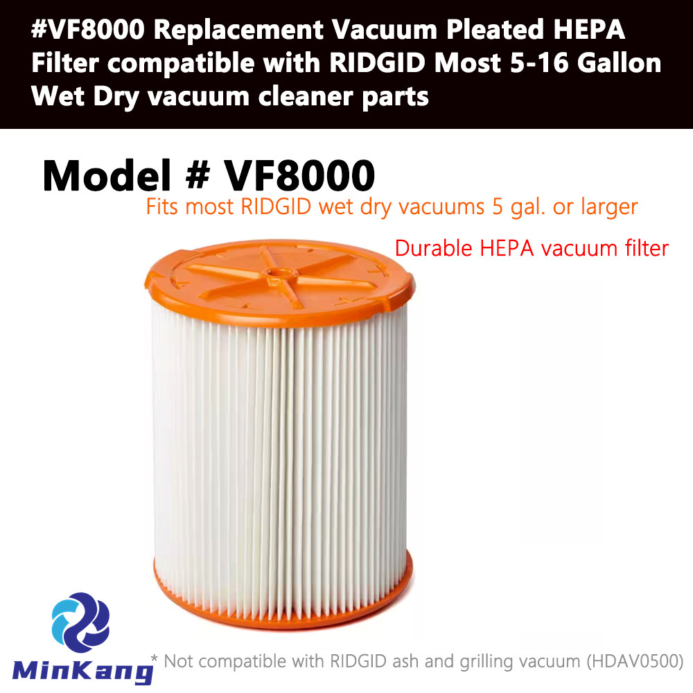  # VF8000 Filtre HEPA plissé de remplacement pour Ridgid la plupart des aspirateurs secs humides 5 à 16 gallons 