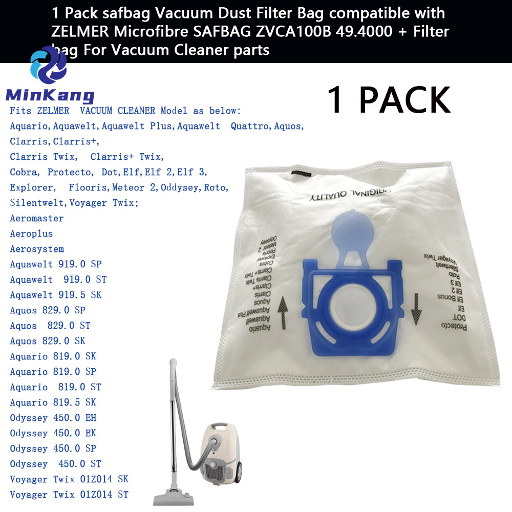 Safbag – sac filtrant anti-poussière pour aspirateur ZELMER Microfibre SAFBAG ZVCA100B 49.4000 + sac filtrant pour pièces d'aspirateur