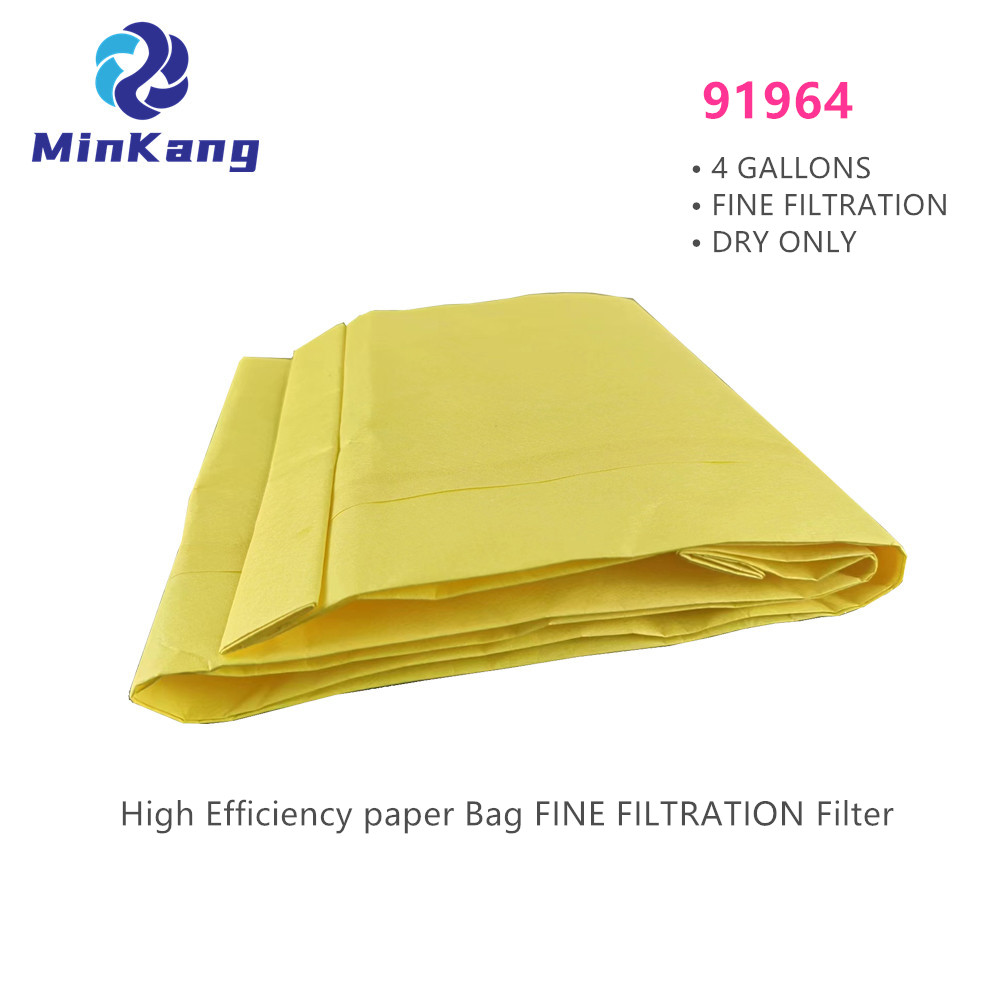  Sac en papier haute efficacité Filtre de FILTRATION FINE pour aspirateurs Shop vac 4 GALLONS SEC SEULEMENT (jaune)