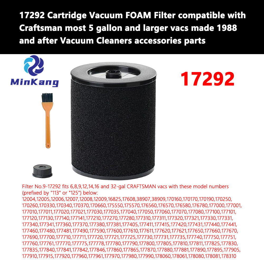 Filtre en mousse pour aspirateur à cartouche 17292, pour la plupart des aspirateurs Craftsman de 5 gallons et plus fabriqués en 1988 et après, accessoires pour aspirateurs 