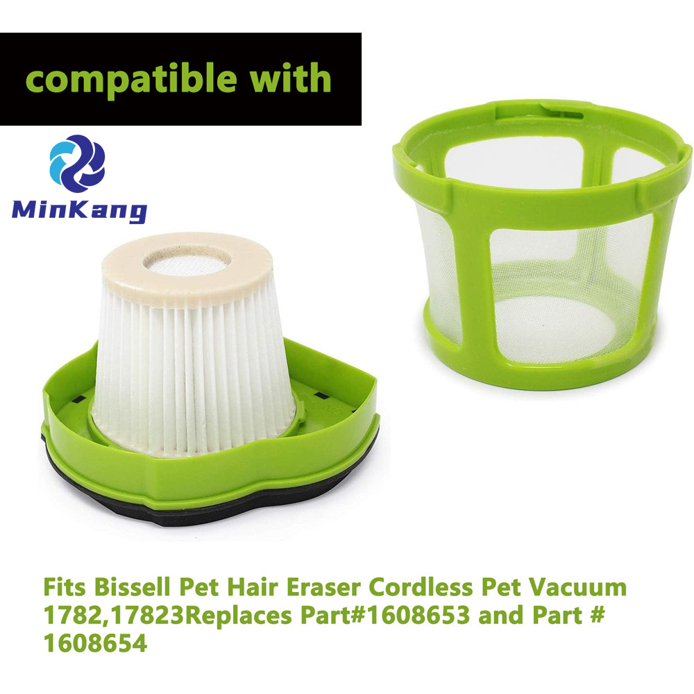 Filtre à vide pour aspirateur à main Bissell Pet Hair Eraser. Comparer aux pièces n° 1608653 et 1608654, 160-8653 et 160-8654.