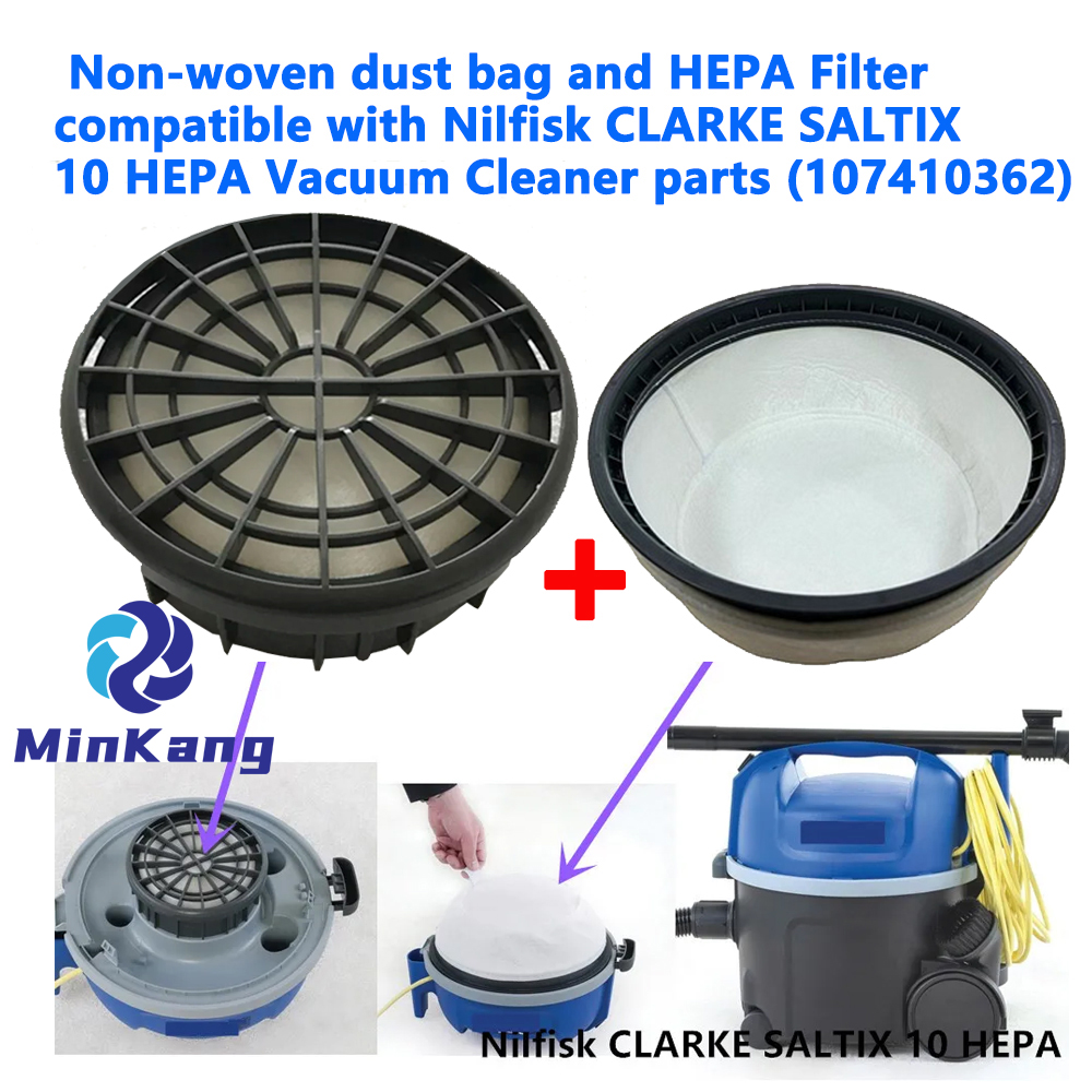  Sac à poussière non tissé et filtre HEPA pour Nilfisk Clarke Saltix 10 Vison 