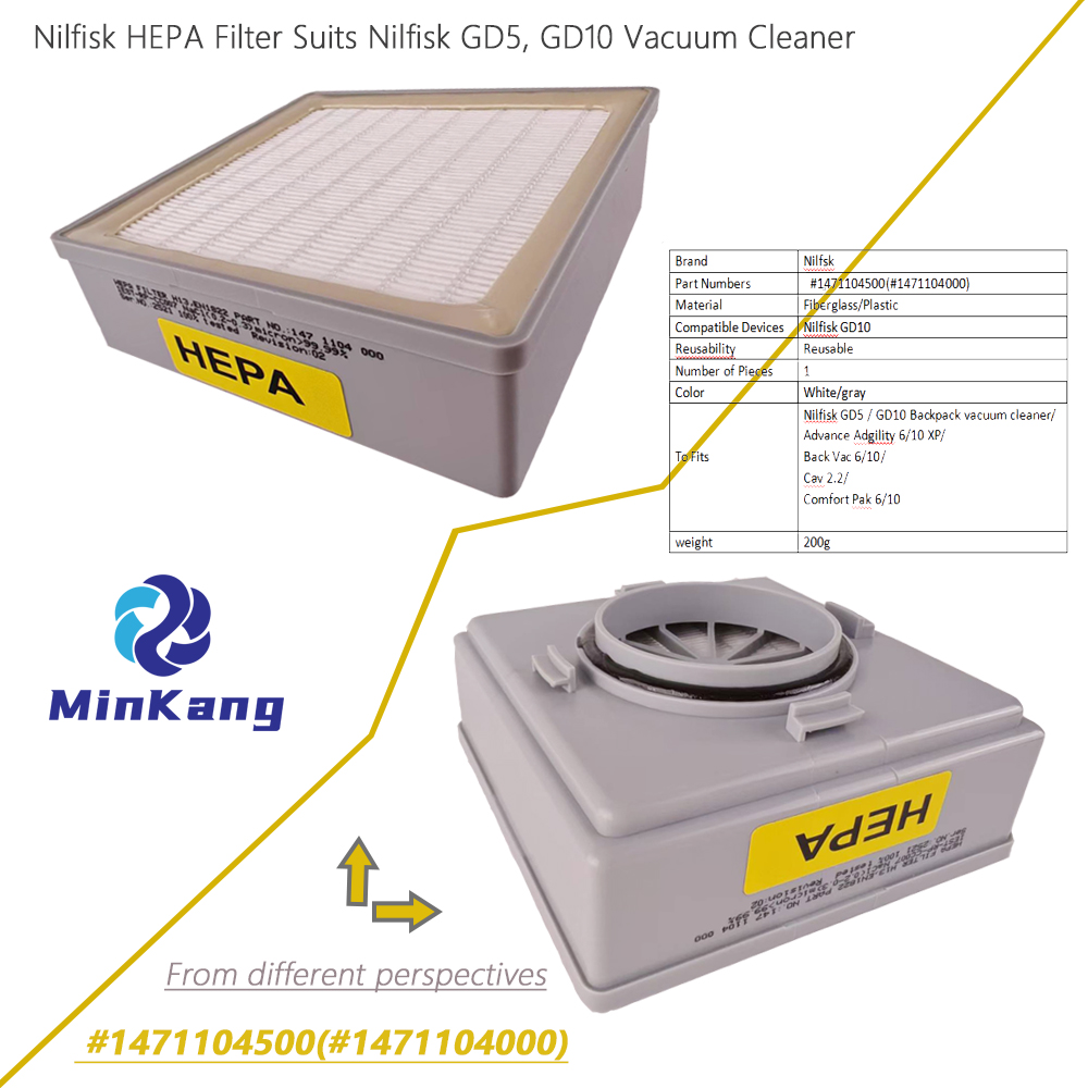 Remplacement du filtre HEPA pour en amont de Nilfisk GD5, GD10 Sac à dos