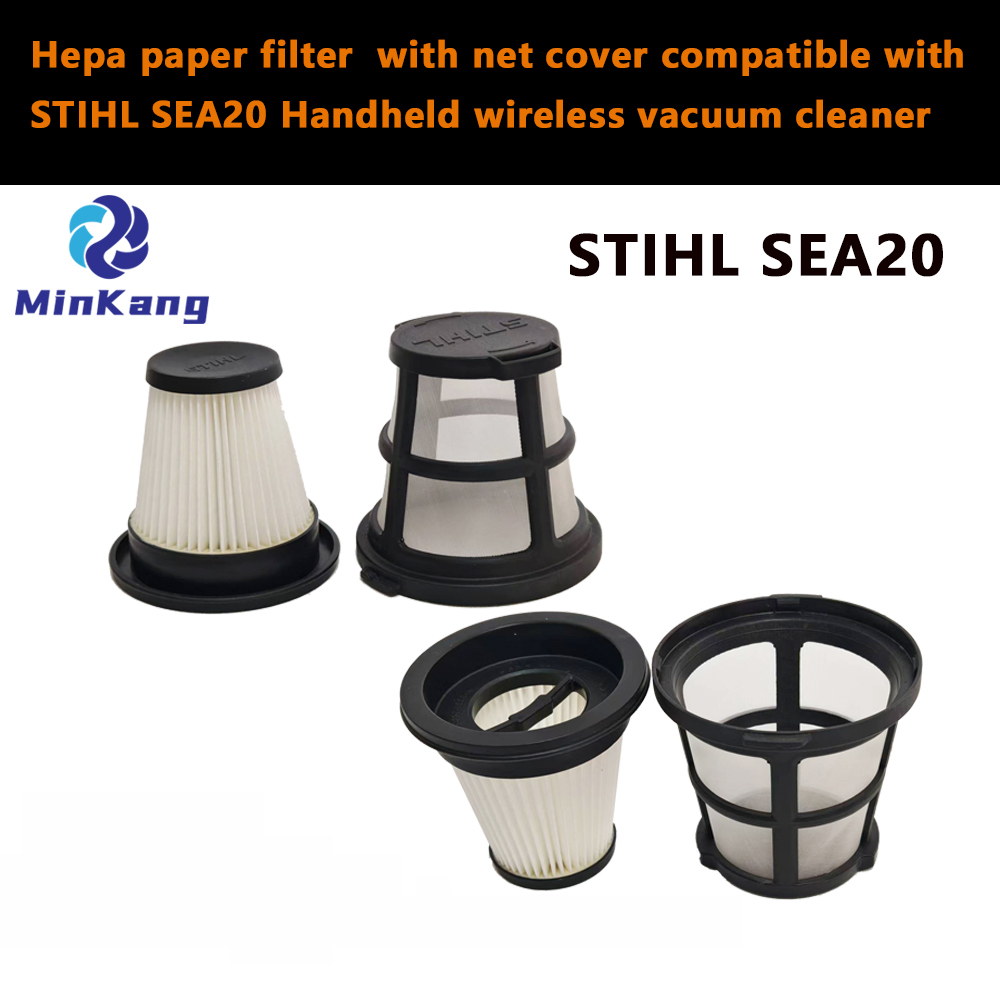 Filtre en papier hepa pour aspirateur à main sans fil STIHL SEA20, nettoyage du filtre et couvercle en filet pour aspirateur à main