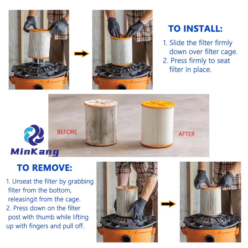 # VF8000 Filtre HEPA plissé de remplacement pour Ridgid la plupart des aspirateurs secs humides 5 à 16 gallons 