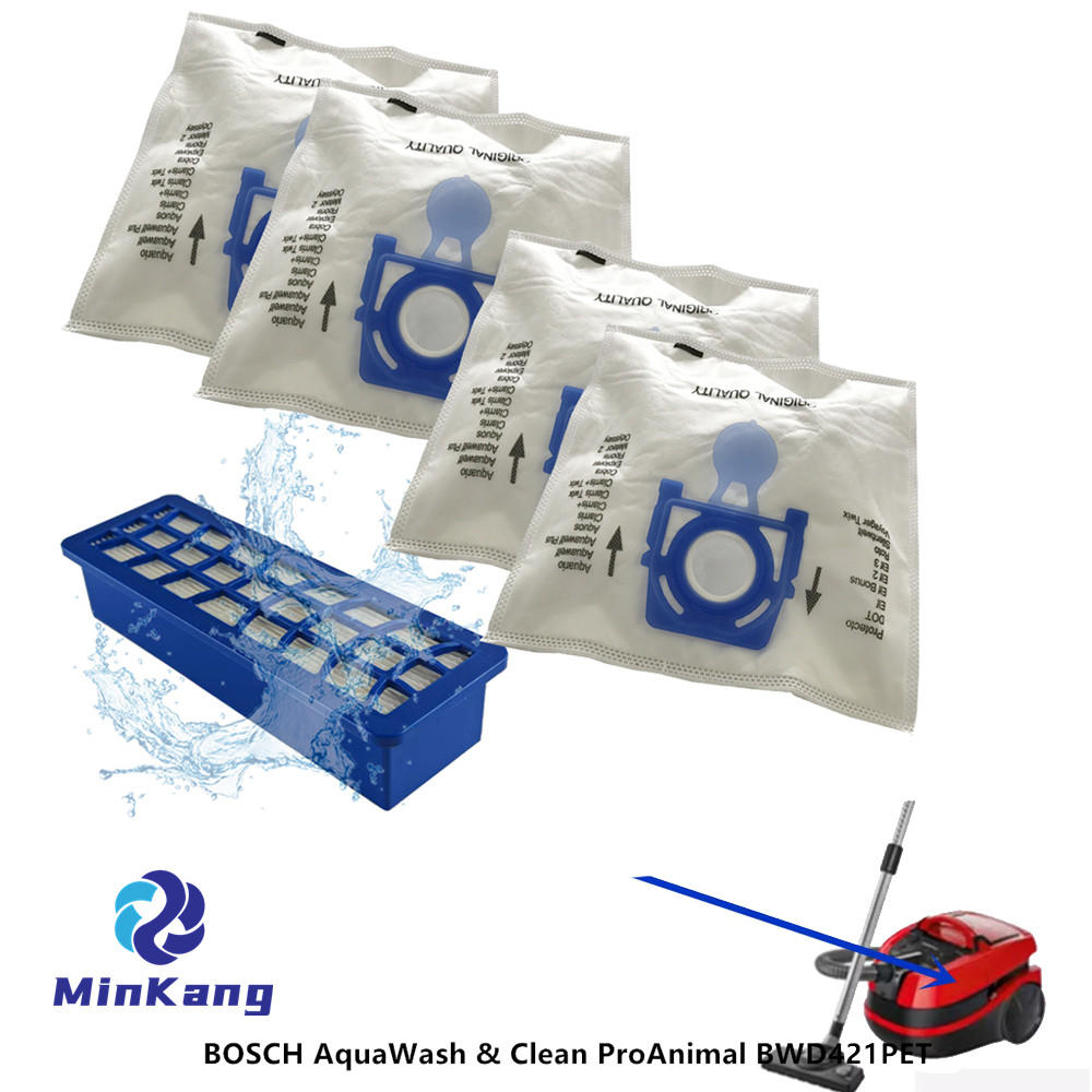 Filtre HEPA et sacs à poussière pour Bosch Aquawash et propre vide BWD420hyg