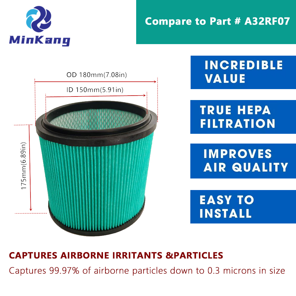 Filtre de rechange A32RF07 pour aspirateur sec/humide sans fil RYOBI RY40WD01 RY40WD01K RY40WD01B 10 gallons