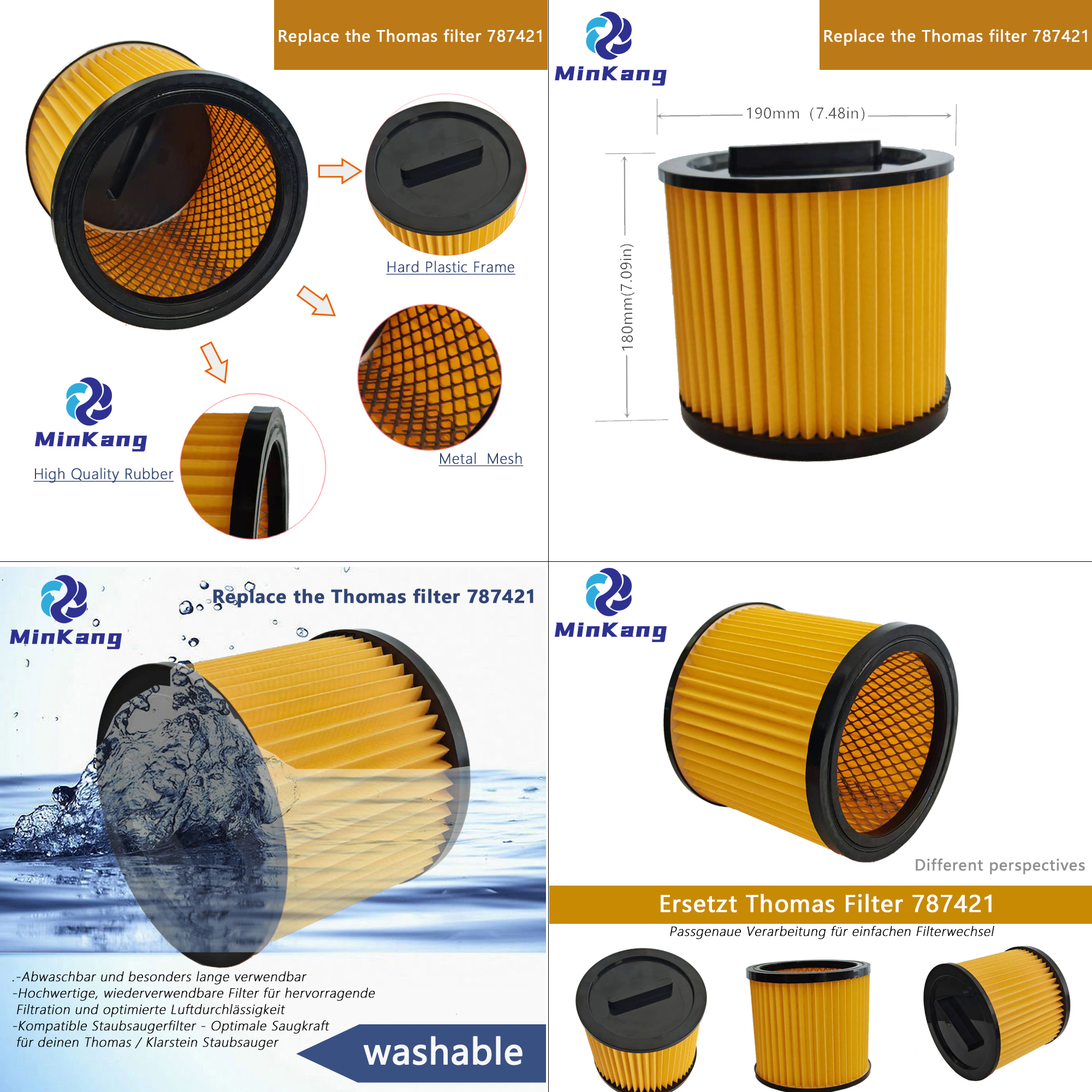  cartouche de qualit&eacute; m&eacute;dicale certifi&eacute;e remplacement de filtre Hepa pour le Thomas 787421 