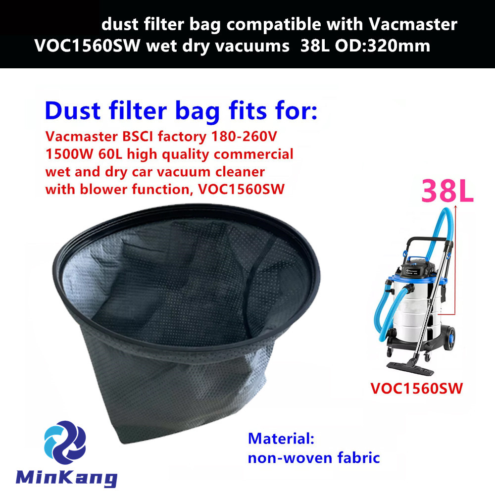 Sac filtre à poussière pour aspirateurs secs et humides Vacmaster VOC1560SW, 38L OD:320mm