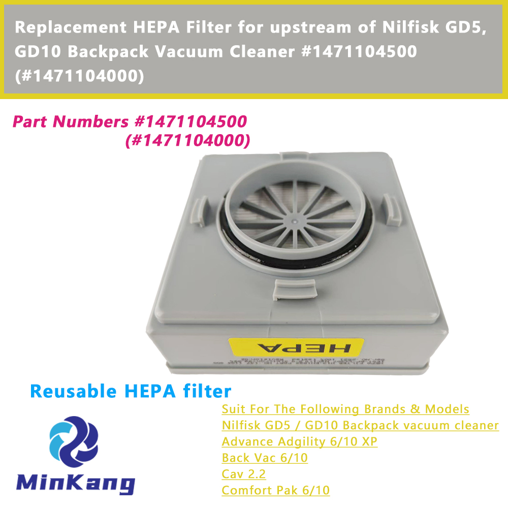 Remplacement du filtre HEPA pour en amont de Nilfisk GD5, GD10 Sac à dos